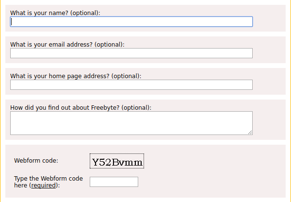 Page with web form