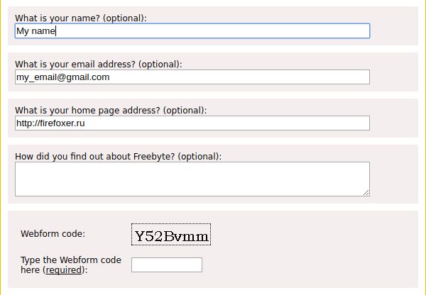 Web form with data